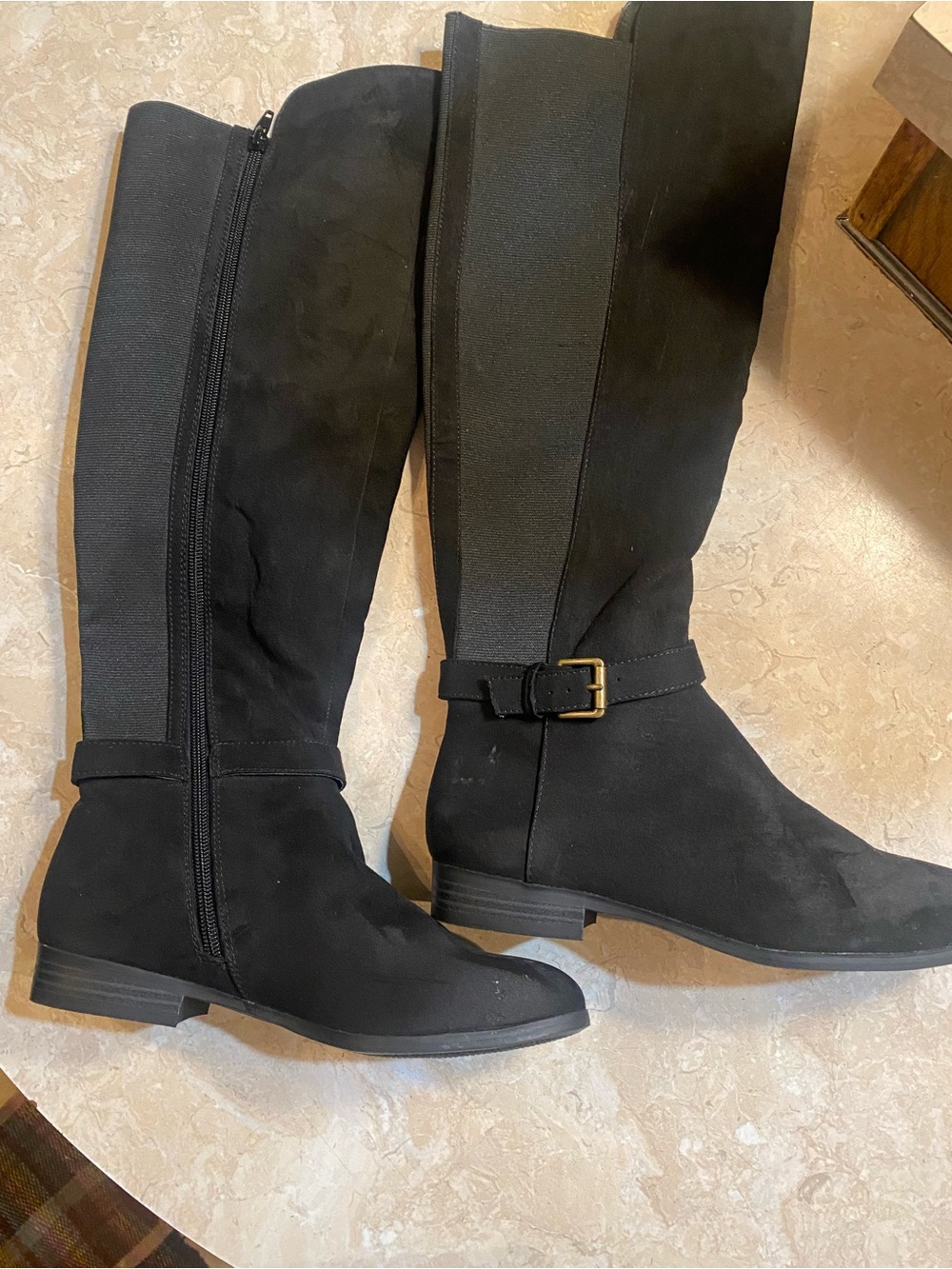 Style & Co. Black Over-the-Knee Buckle Detail Riding Boots